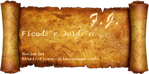 Ficsór Jolán névjegykártya
